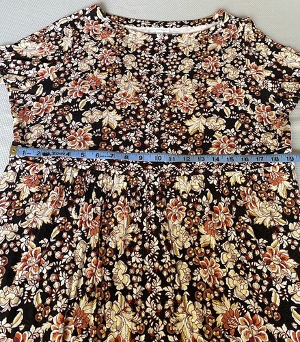 J Jill Floral Print Stretchy Pullover Black Brown Dress 3/4 Sleeve Plus Size 1X - Picture 6 of 10