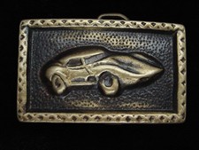 QF15117 VINTAGE 1970s CORVETTE COMMEMORATIVE SOLID BRASS BELT BUCKLE