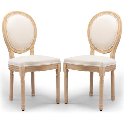 Upholstered Dining Chairs Set of 2 French Country Oval Fabric Back Kit