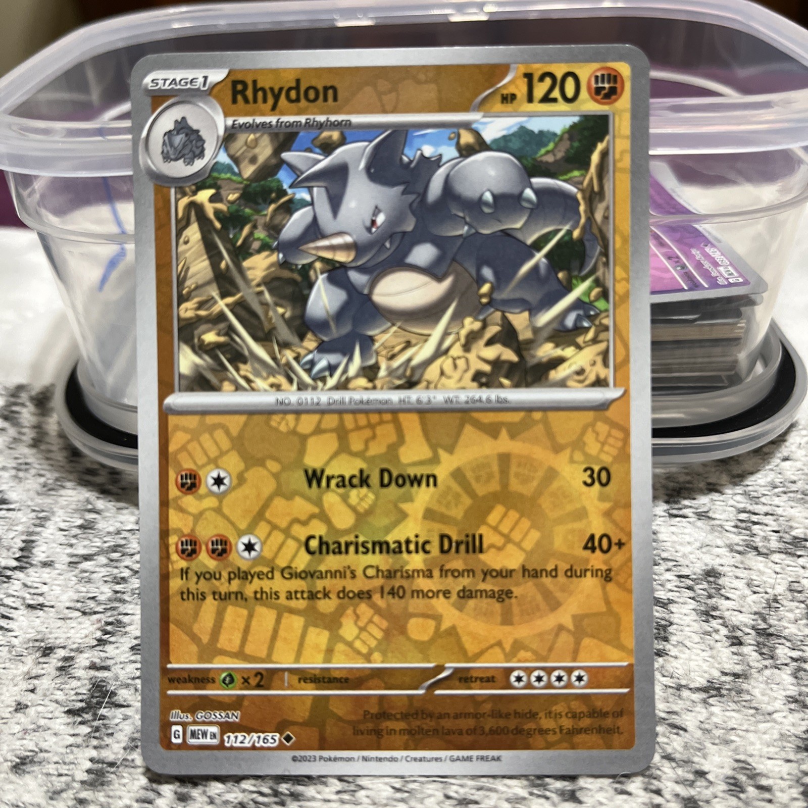 Rhydon 112/165 Reverse Holo Pokemon Card 