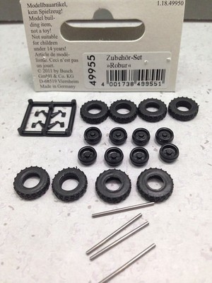 HO 1:87 Busch # 49955  Robur Truck Tire Set All Terrain ( 8 pcs.)11.5mm Diameter