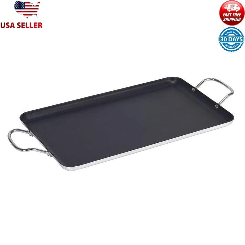 Nonstick Double Burner Griddle 20" x 12" Tortillas Quesadillas Pancakes New