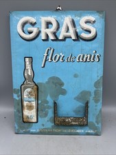 Antique Vintage French Advertising Sign Gras Flor De Anis Not Enamel