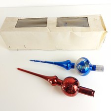 2 Vintage Glass Christmas Tree Topper Ornaments 1990s - ONE IS BROKEN, READ!