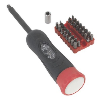 Sealey STS100 Drehmomentschraubendreher-Satz 34-teilig 2-10Nm 1/4'' Vierkantantrieb