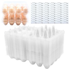 BULKBUY Egg Cartons Cheap Bulk 60 Packs, Clear Plastic Blank with Free Labels,