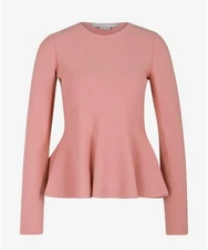 Stella McCartney Basque Peach Rose Peplum Top Sz 46 US 14 Long Sleeve