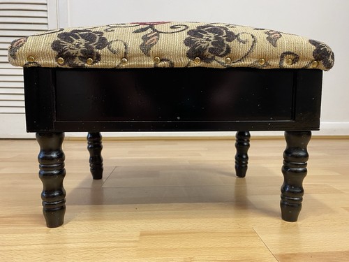 Amazing Vintage Style Footstool Foot Rest Sewing Box Wit Storage & Floral Design - Picture 5 of 24