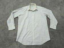 Paul Fredrick Button Up Shirt Mens 16.5 White Check Two-Ply Cotton Tailored Fit