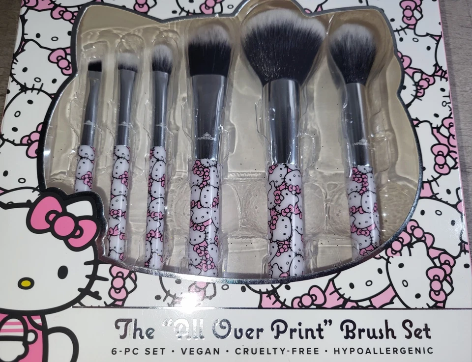 Impressions For Hello Kitty Sanrio All Over Print Makeup Brush Set NEW in Box - Image 4 of 4