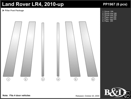LAND ROVER LR4 CHROME PILLAR POSTS 6PCS 2010-2016 - Picture 2 of 2
