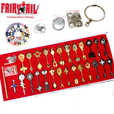 Fairy Tail Lucy Heart Celestial Spirit Lucy Keys & Pendant Necklace Keychain+Box