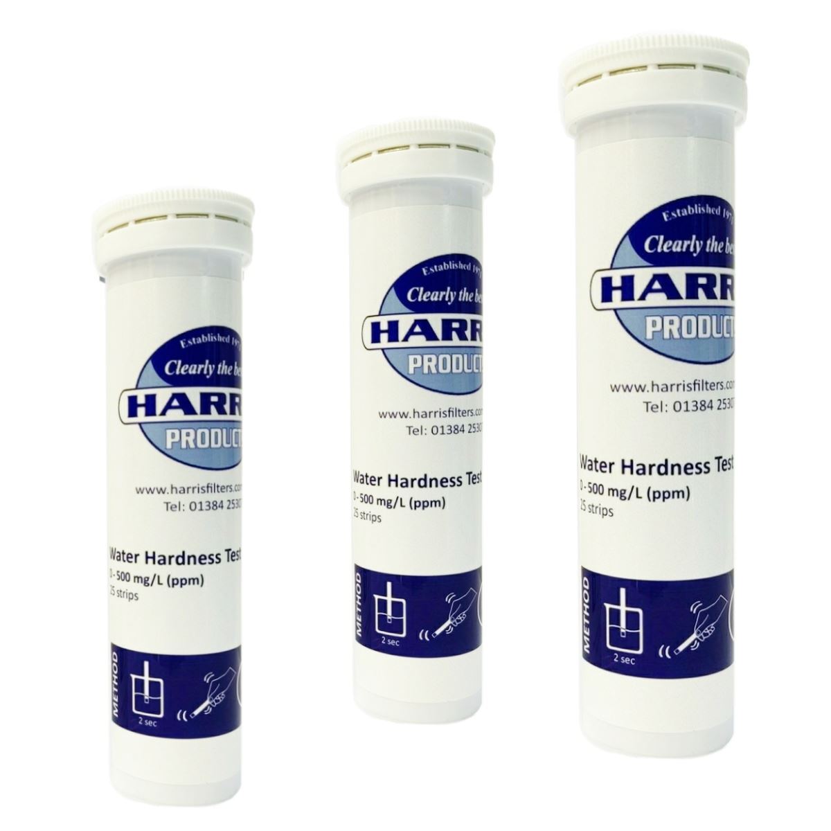 3x Harris Water Hardness Test Strips Range of 0-500 mg/l 25 strips Range 0 - 500