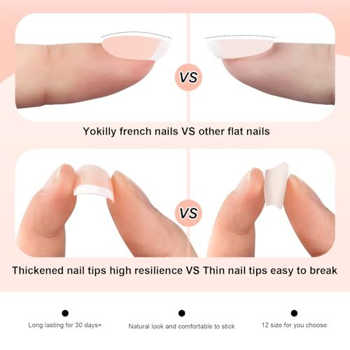 240 Stück kurze Press On Falsche Nägel French Acrylnägel Tips 12 verschiedene Größen - Bild 7 von 7
