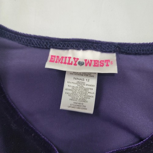 Emily West Girl's Dress Long Sleeve Party Social Size 12 Purple Gray Lined Skirt - Picture 4 of 11