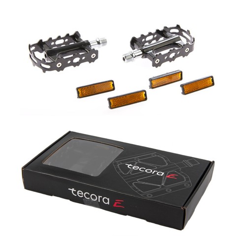 Tecora E All-Round Black Ebike Urban MTB Pedale CNC inkl. Reflektoren 288 g - 第 1/3 張圖片