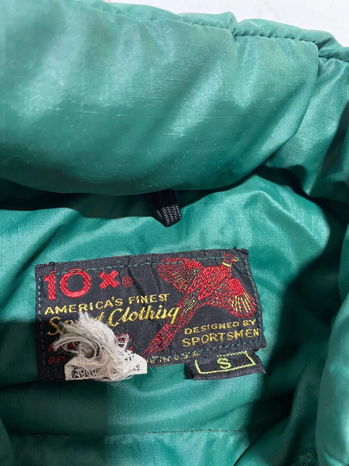 Chaleco acolchado de plumón de ganso de caza 10X de colección para hombre talla pequeña hecho en EE. UU. J5 Foto 3 de 4