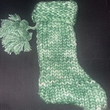 New Place  Time Green Chunky Knit Christmas Stocking Starry Night Tree Decor