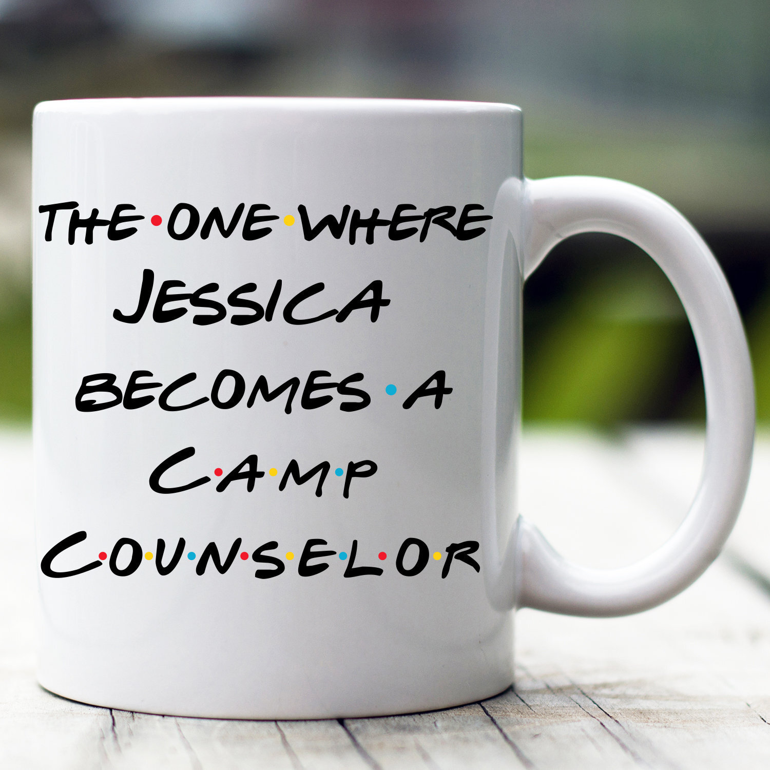 Taza personalizada de consejero de campamento The One Where Becomes Camp Counselor campamento personalizado