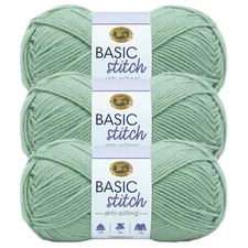 (3 Pack) Lion Brand Yarn 202-173A Basic Stitch Anti Pilling Yarn, Sage
