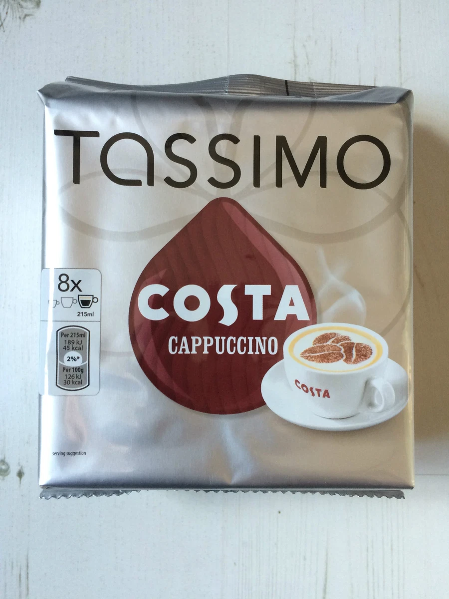 Tassimo Costa Cappuccino Coffee Pods 1 Pack 8 Large Cup Size T Disc Pods  215ml