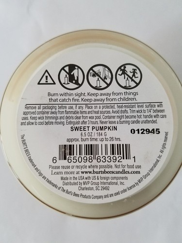 BURT'S BEES 2 WICK SWEET PUMPKIN SOY CANDLE 6.5 OZ - Afbeelding 4 van 4