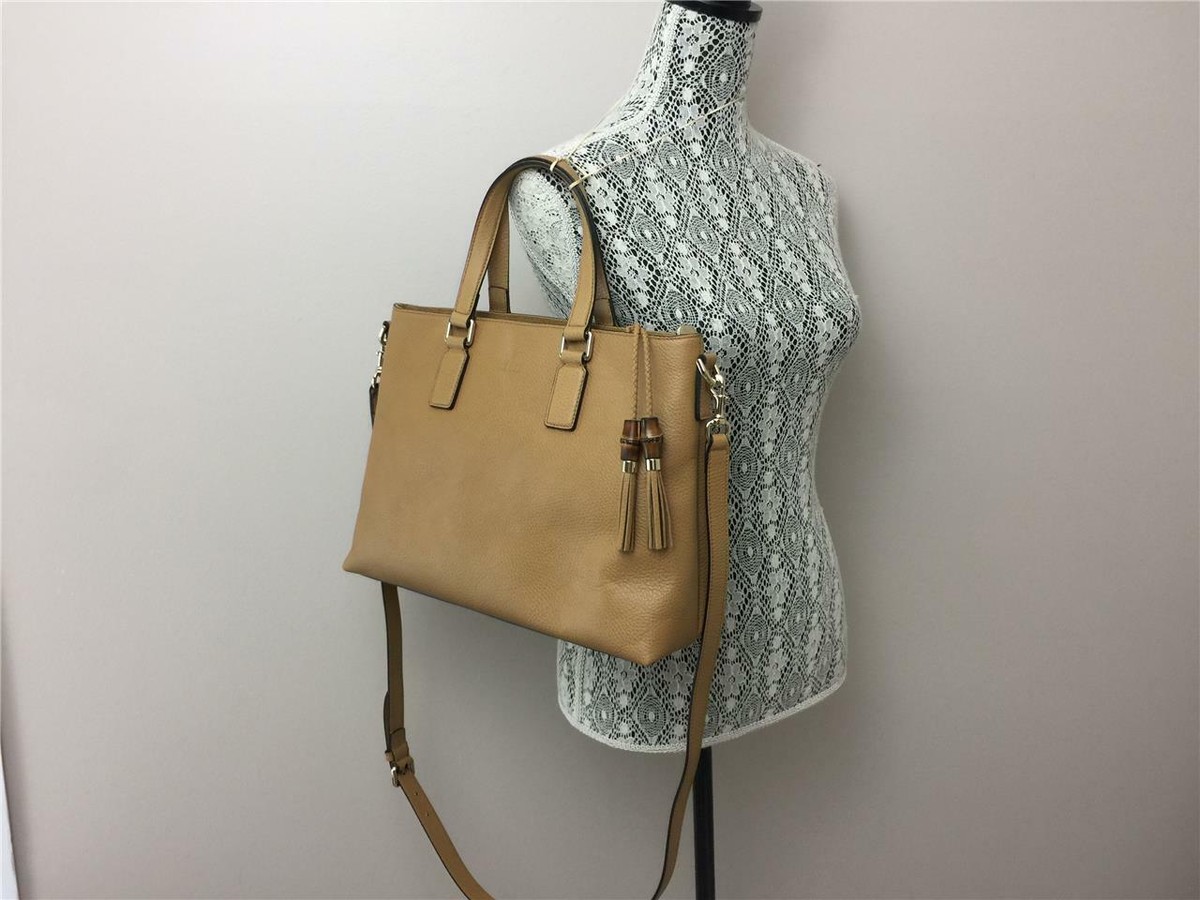 New Authentic Gucci 365346 Leather Bamboo Tassel Handbag Purse
