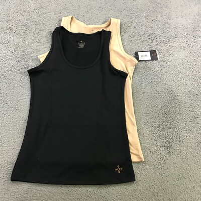 TOMMIE COPPER Tank Womens Large L  2 PACK Core Tank Top Beige  Black NWT a342
