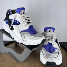 NIKE Women Air Huarache White Blue Blk DH4439 107 Basketball Training Size 12
