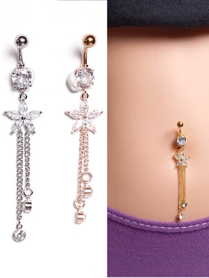 Banane mit Anhänger Bauchnabel Piercing Zirkonia Gebogener Stab Kristall Nabel  