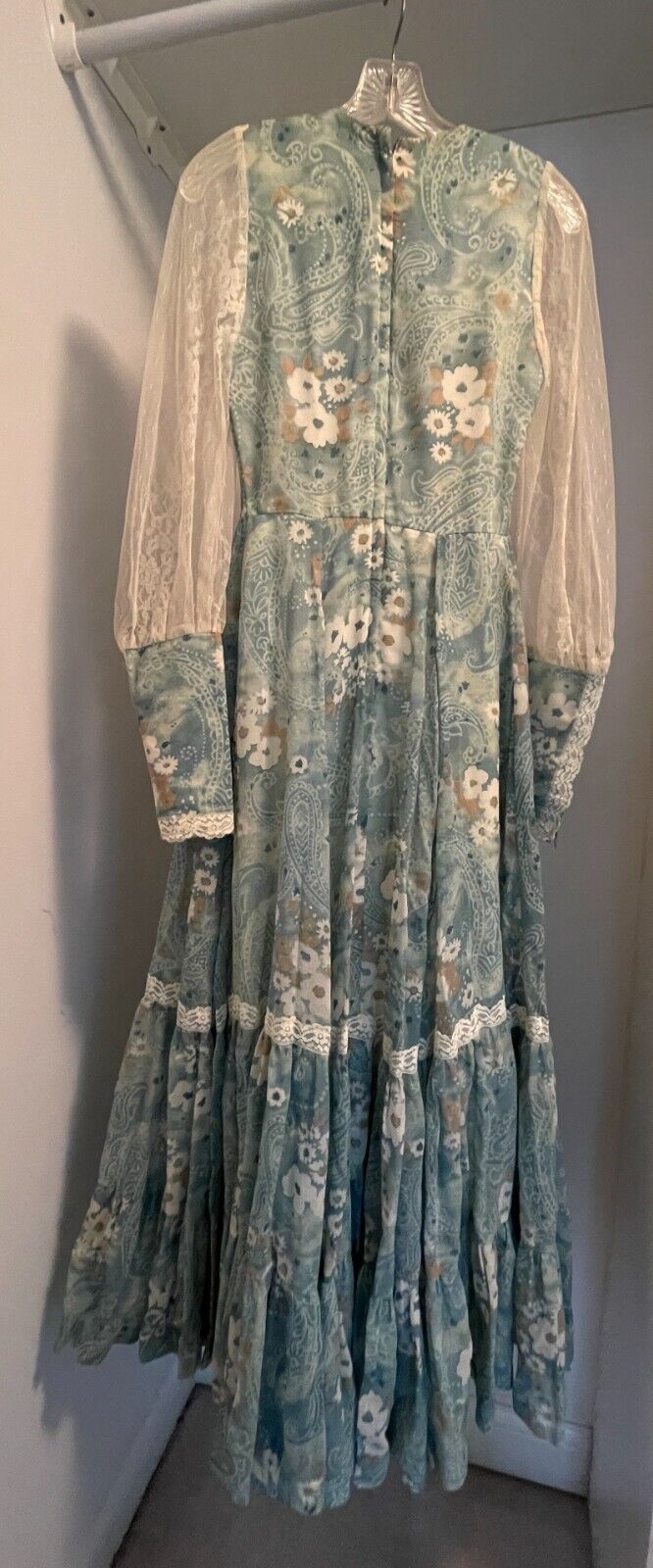 Vintage Floral Gunne Sax Long Maxi Prom Dress 70s - image 4