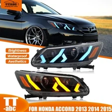 LED Headlights For 2013-2015 Honda Accord w/Sequential Trun Signal Headlamp Pair