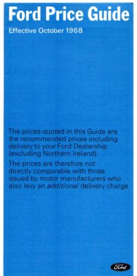 Ford Range Prices & Optional Extras 1968-69 UK Market Foldout Brochure 
