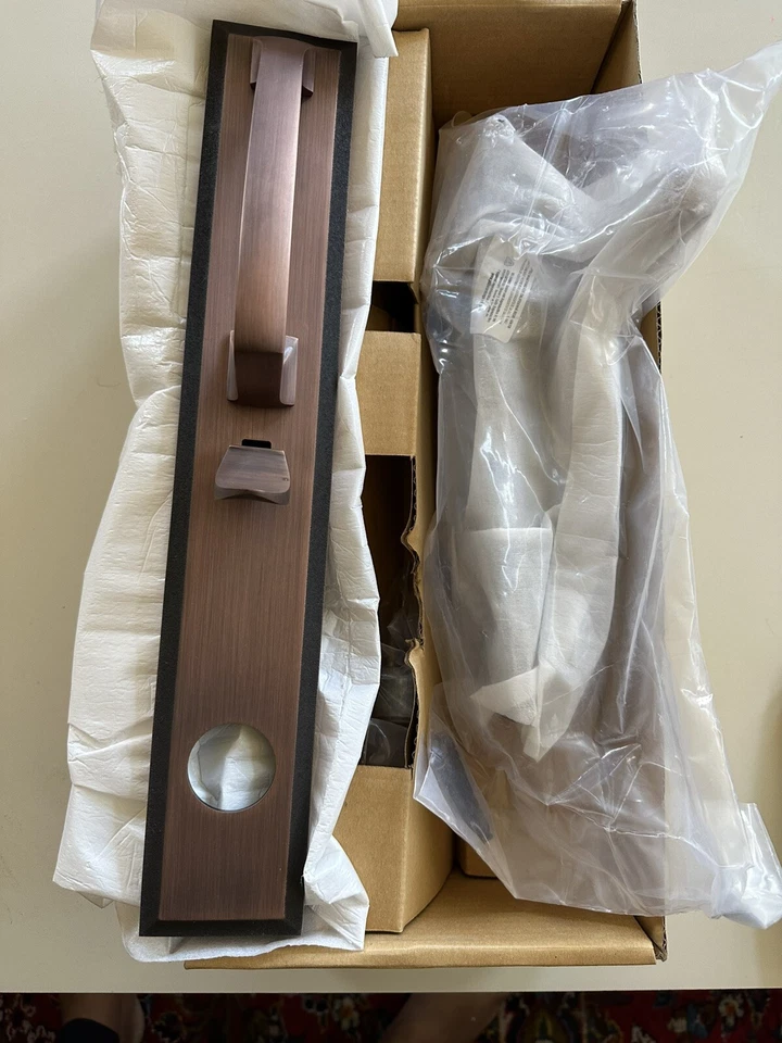 Juego de puertas de entrada de latón macizo - sin respaldo - mano izquierda - bronce frotado con aceite Foto 4 de 4