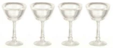 Dolls House 4 Empty Martini Glasses Miniature 1:12 Scale Pub Bar Accessory