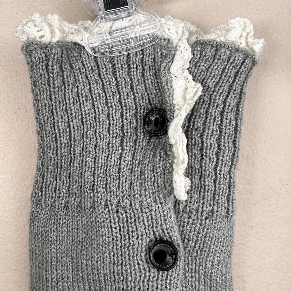 GRIS CALENTADORES DE PIERNAS BOTA PUÑO MARFIL ENCAJE ACENTO ELÁSTICO ACOGEDOR Foto 3 de 4