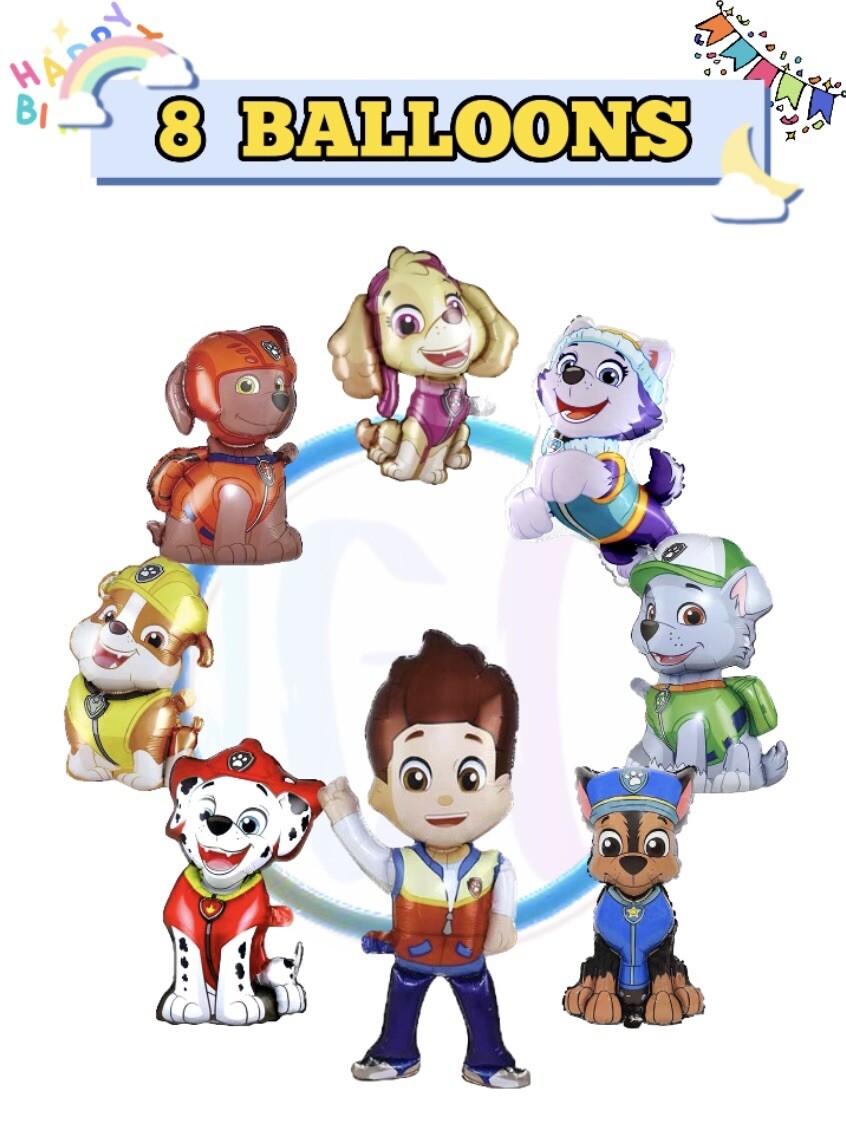 Paw Patrol Balloons Chase Marshall Rocky Foil Kids Birthday Party