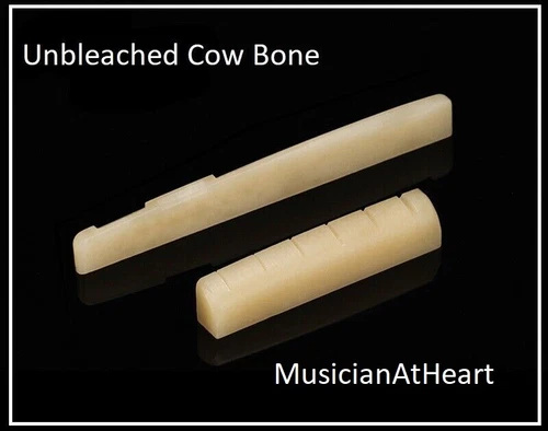 MusicianAtHeart Unbleached Bone Nut and Saddle Set made for GUILD Guitars