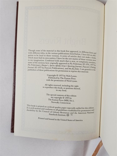 Bright Rivers Nick Lyons EASTON PRESS 1995 Leather Cover (Signed By Author) - Picture 9 of 9