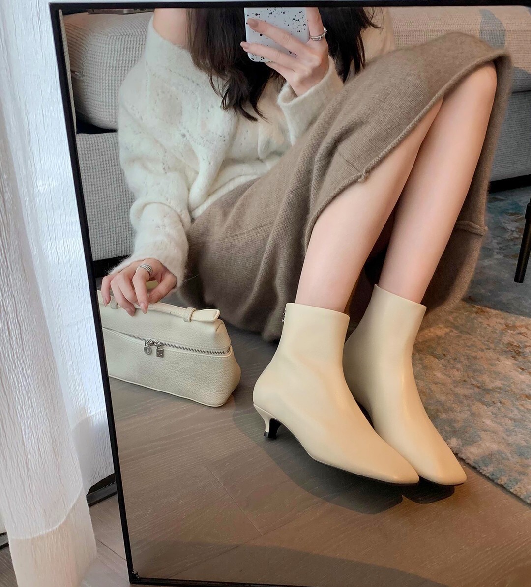 Toteme Women's Zipper Booties High Heeled Skinny Boots | eBay