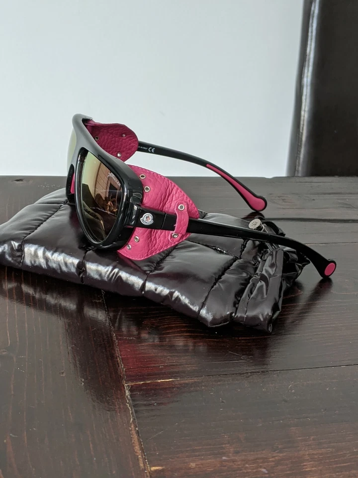 TOTALMENTE NUEVO Moncler ML 0089 UNISEX Para mujeres Hombres NEGRO ROSA Gafas de sol 57[]13 140 Foto 3 de 4