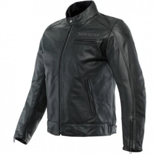 Dainese Leather Motorcycle Jacket Zaurax Black Retro Urban Cruiser Motorbike
