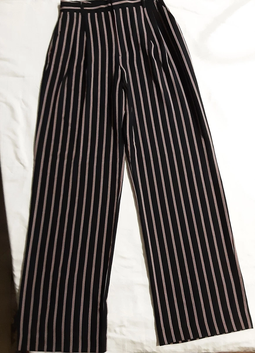 Zara striped wide leg clearance trousers