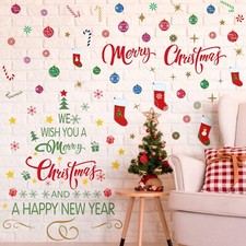 Merry Christmas Quotes Wall Decals Stickers Tree Vinyl Art Decor Happy New Ye...