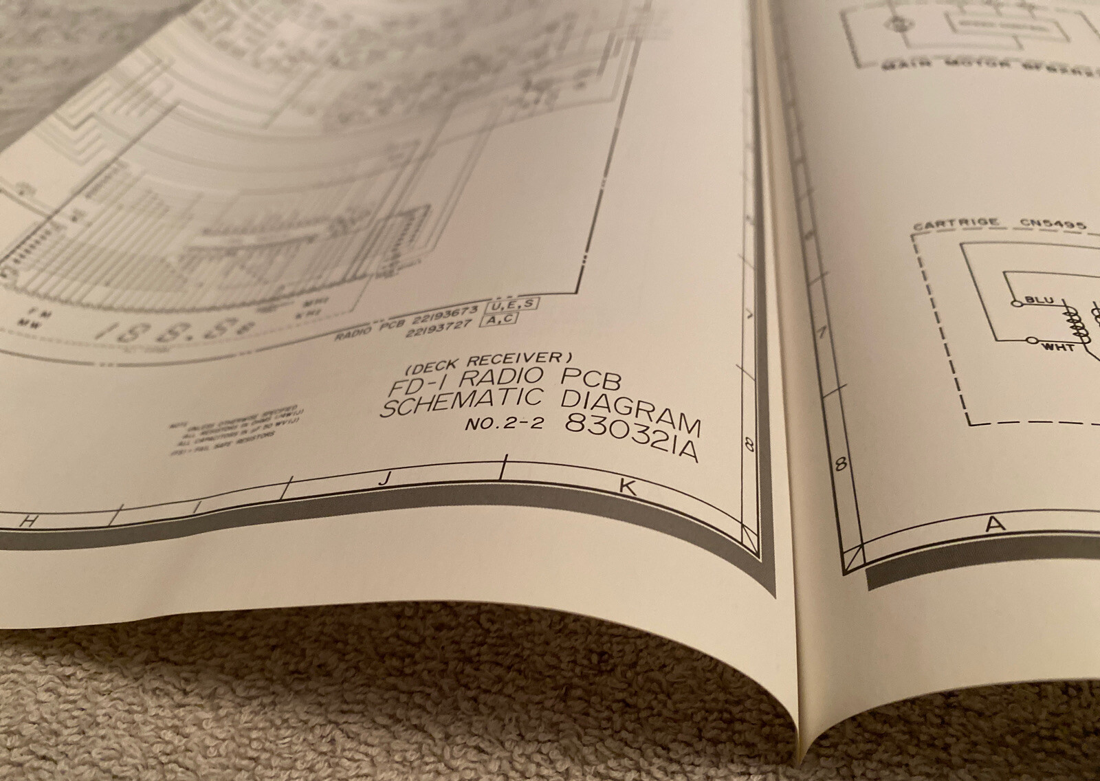 AKAI FD-1 TURNTABLE RADIO ORIGINAL FOLD OUT SCHEMATIC DIAGRAM M972x