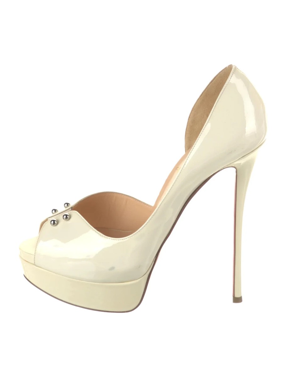 CHRISTIAN LOUBOUTIN White Predupeep 150 Patent PVC D'orsay Pumps