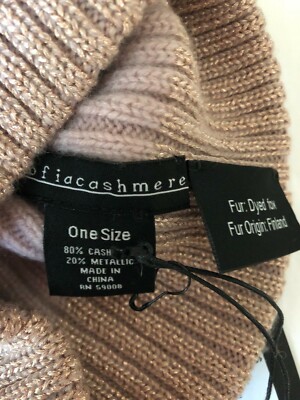 Brand New Fox Fur Pom-Pom & Metallic Cuff Cashmere Beanie  display picture 1