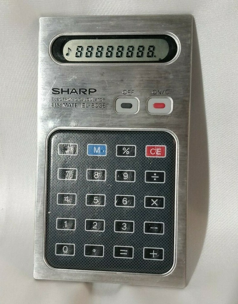 Vintage Sharp ELSI MATE EL-8036 Sound Metal Pocket Calculator