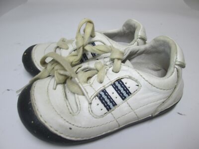 Stride Rite Baby Boys Size 5M Sneakers White Leather Upper Logo Tie Footwear