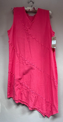 Gauzey Women's V-Neck Sleeveless Asymmetric V. Joyce Dress Coral Size Large New